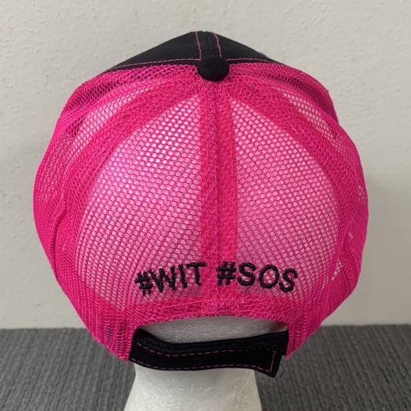 Tampa Break Through Trucker Hat Womens OSFM Black Pink Mesh Back Strapback - Picture 7 of 12